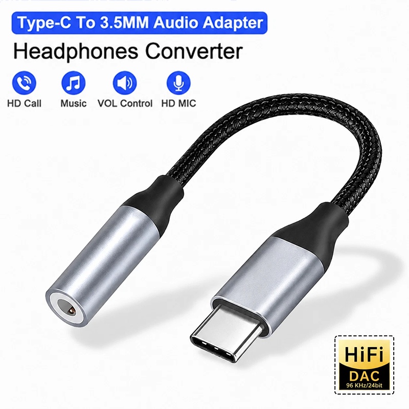 Audiophile Headphone Wired - USB-C-koptelefoonaansluiting, kleine adapter voor telefoon, audioapparatuur,